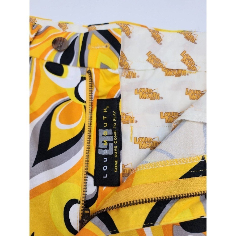 Loudmouth Golf Shagadelic Yellow Retro Colorful Golf Shorts Mens Size 34 Floral - Picture 4 of 10